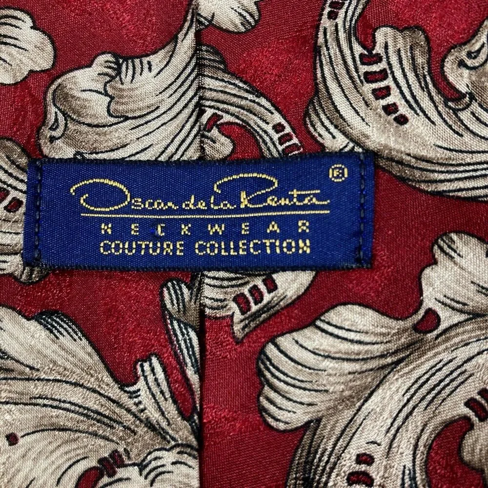 Oscar de la Renta Ties 3 Vintage Couture Paisley Stripe Blue Red Green Silk Y2K